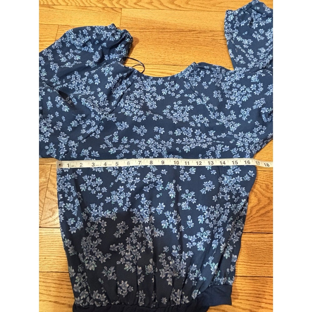 Draper‎ James RSVP Bodysuit Thong Floral Eyelet Blue Women's SZ XS Tiered Sleeve - Picture 8 of 12